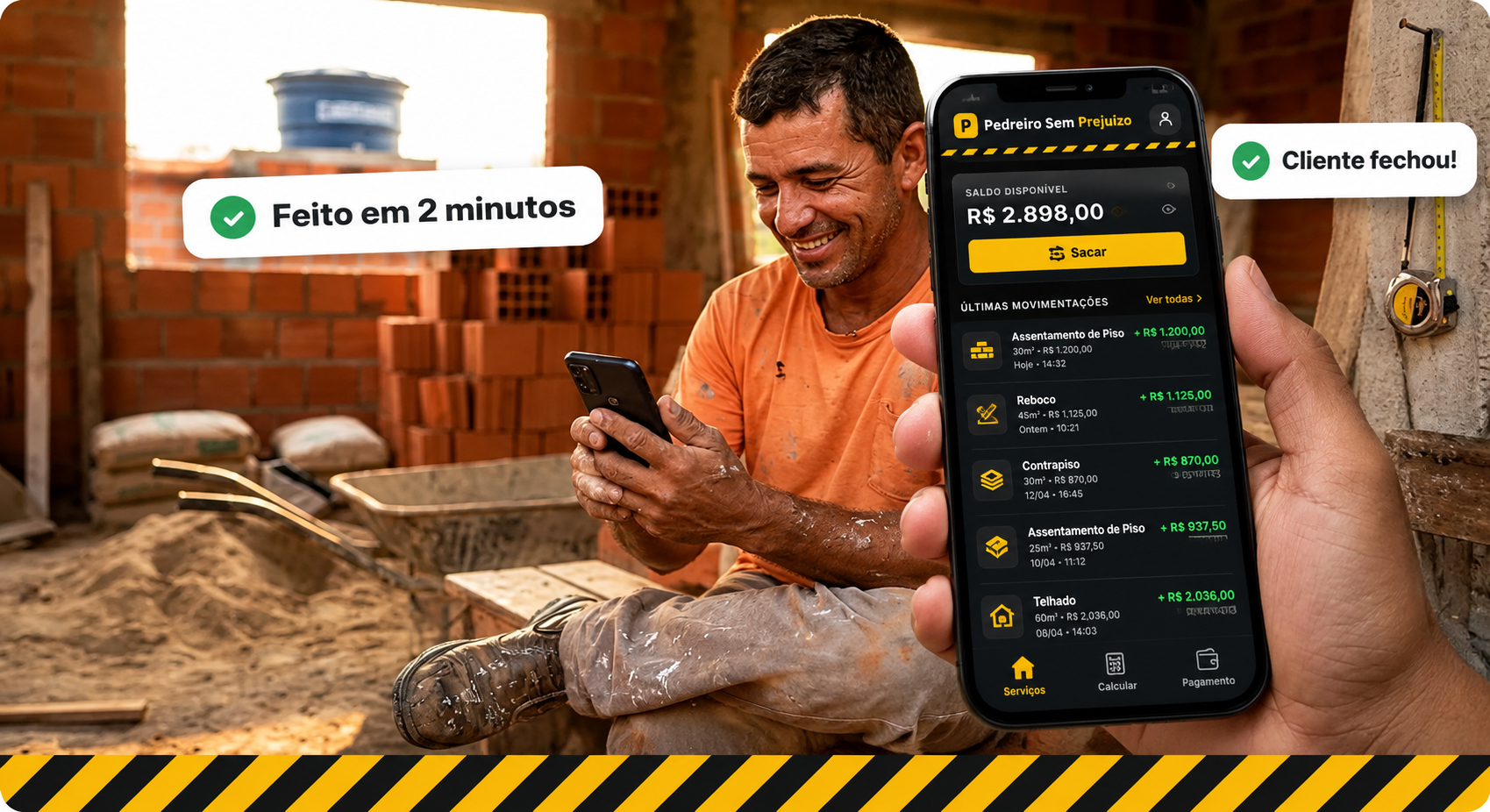 Orçamento pronto no aplicativo e cliente fechado