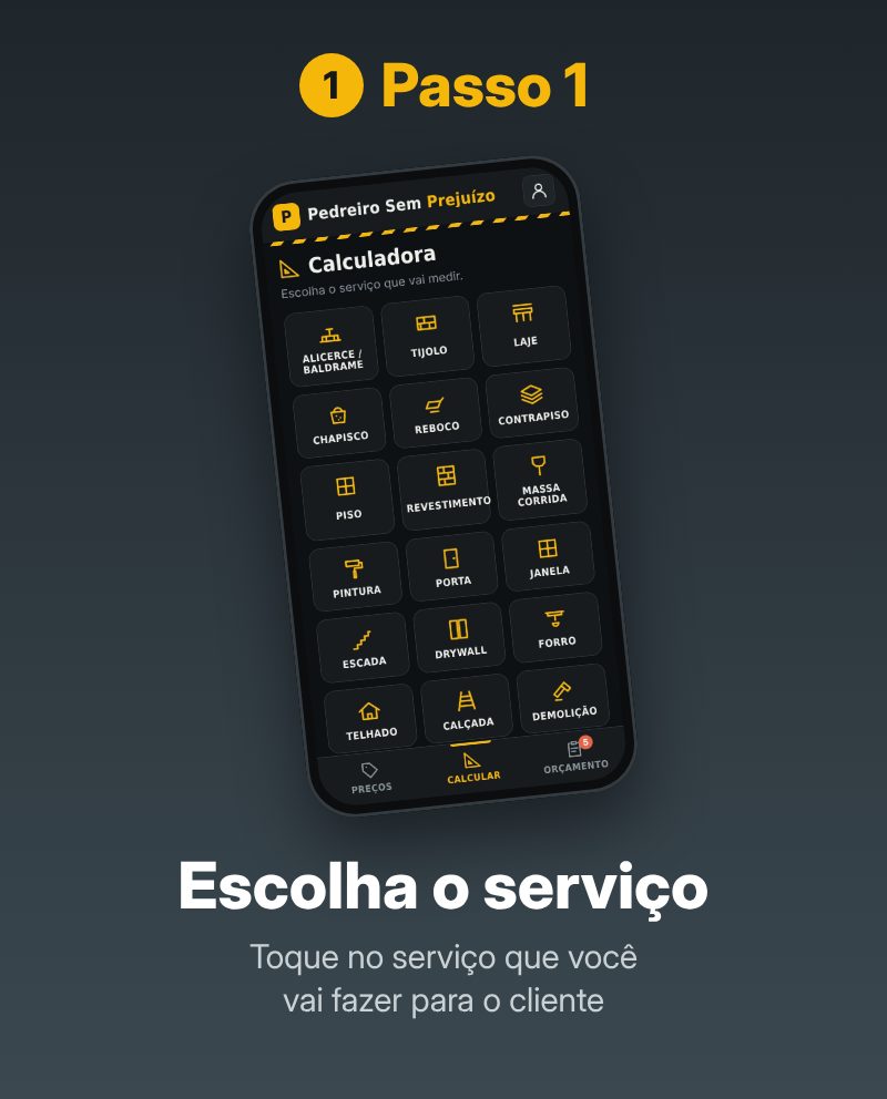 Passo 1: escolha o serviço que você vai fazer para o cliente