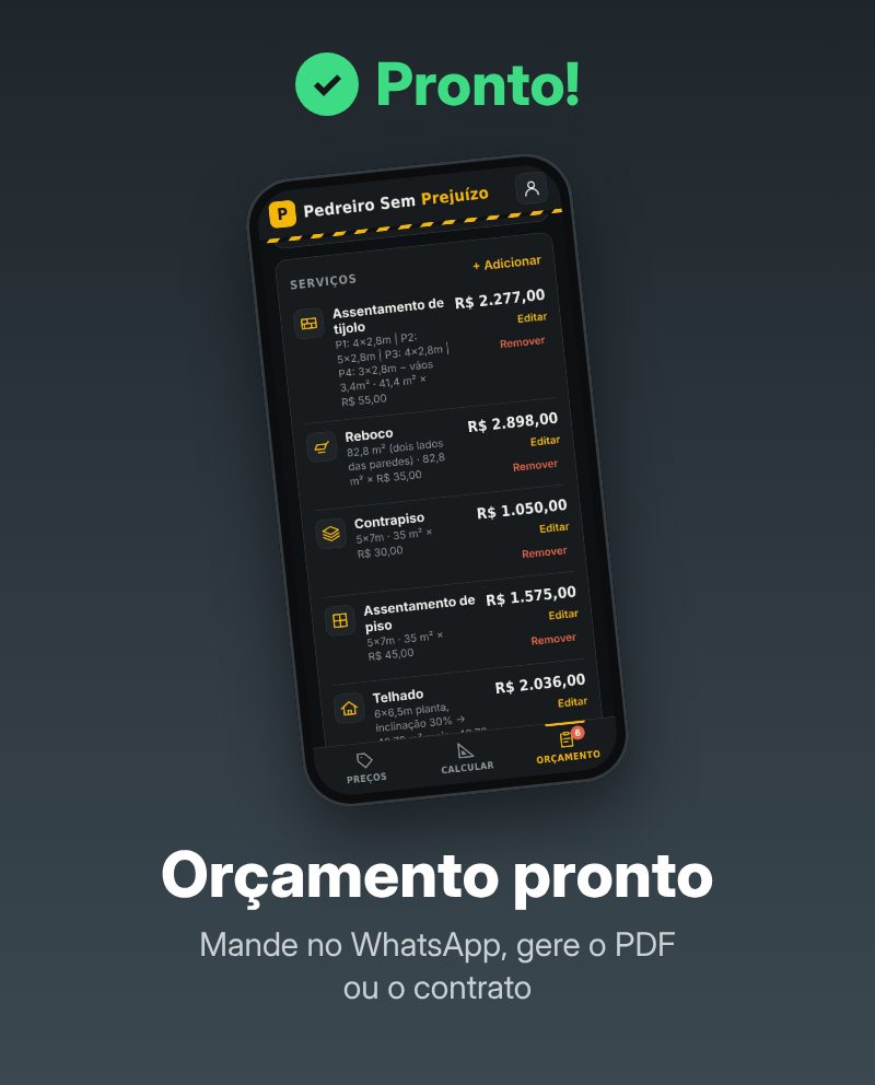 Pronto: mande no WhatsApp, gere o PDF ou o contrato